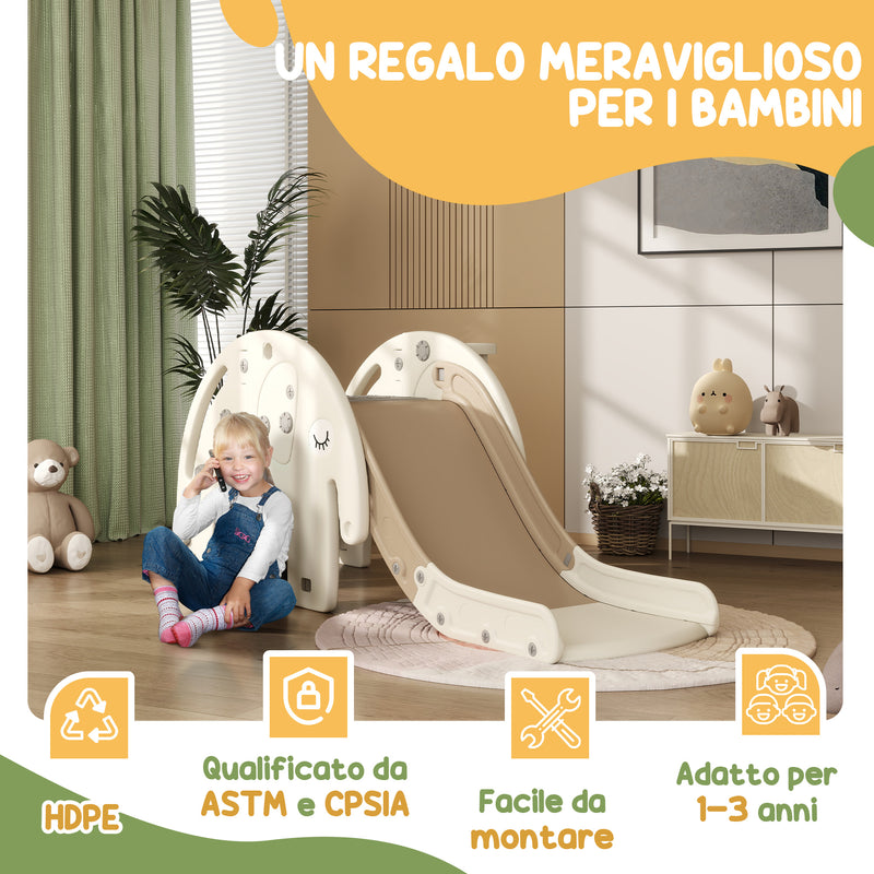 Scivolo da Interno con Canestro Design Elefante 163x57x75 cm Bianco Crema 