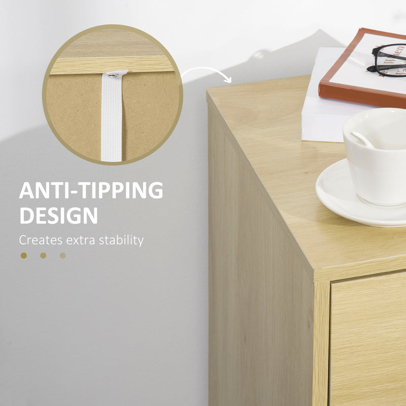 Cassettiera 3 Cassetti 80x40x78 cm in Acciaio e Legno Naturale