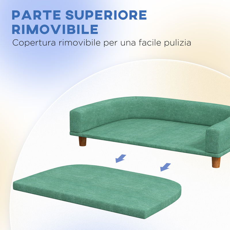 Divano per Cani Taglia Grande 98x67x25 cm con Cuscino Sfoderabile Verde Chiaro