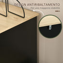 Cassettiera 4 Cassetti 80x38x80 cm in Truciolato e Rattan Nero e Color Legno