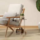 Tavolino da Soggiorno Rotondo a 2 Livelli Ø40x50 cm in Acrilico Trasparente 