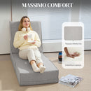 Poltrona Moderna da Pavimento Convertibile in Chaise Longue in Tessuto Grigio Chiaro      