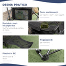 Sedia da Campeggio Pieghevole 58x148x90 cm con Poggiapiedi Nera