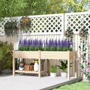 Fioriera Rialzata 207x59x78 cm con Tavolino Laterale e Ripiano Inferiore in Legno di Abete   