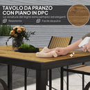 Set da Giardino con Tavolo da Pranzo Allungabile e 6 Sedie Impilabili in Acciaio e Textilene Marrone    