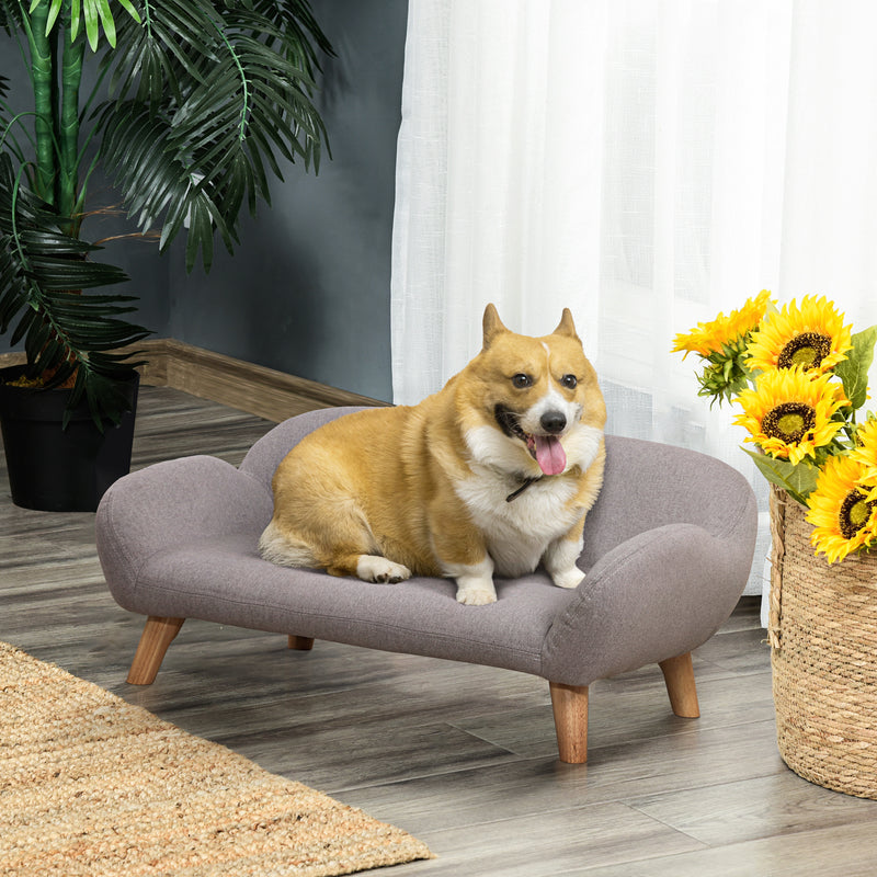 Divanetto per Cani e Gatti Imbottito 72x44x31 cm in Tessuto Grigio Chiaro