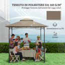 Copertura per Gazebo da Giardino 244x152 cm a 2 Livelli in Poliestere 160gsm Cachi    