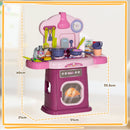Cucina Giocattolo per Bambini 51x21x60 cm 38 Pezzi e Suoni Realistici Rosa 