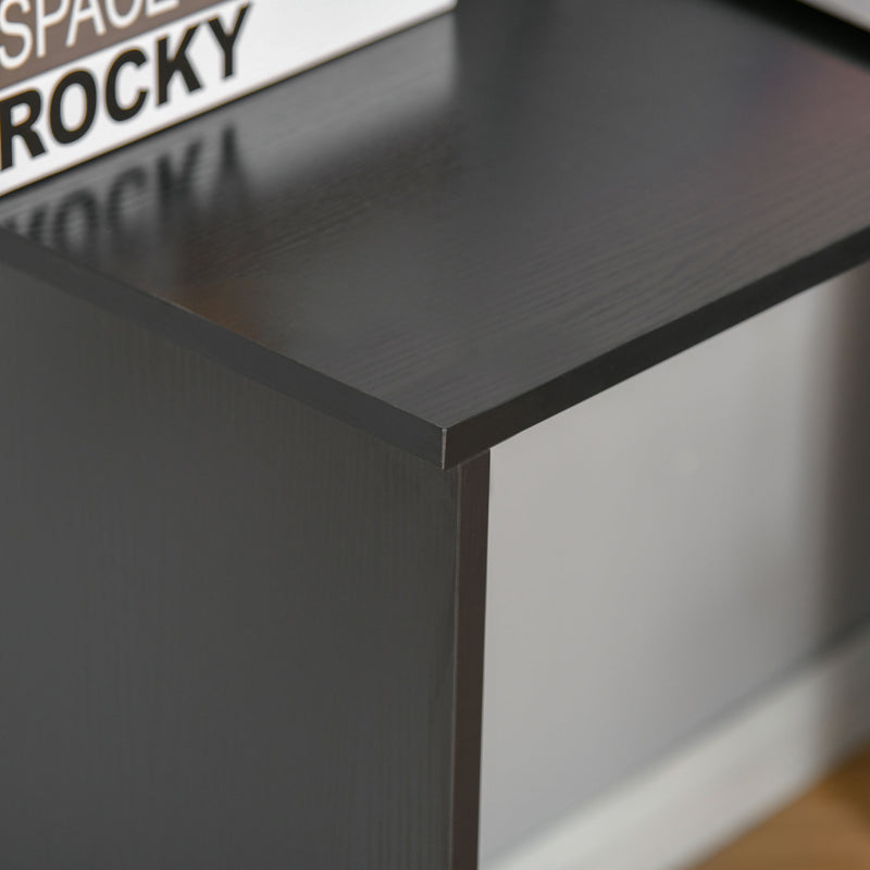 Scrivania Angolare da Ufficio 2 Cassetti e 2 Ripiani 117x82x74 cm in Legno Nero 