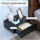 Set 2 Comodini Sospesi 1 Cassetto 40x30x15 cm in Legno Truciolare Nero