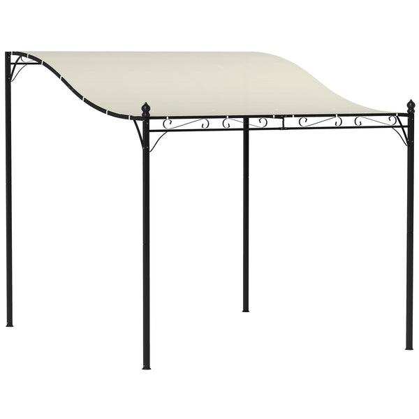 online Gazebo Pergola Addossata Ricurva 248x298x200-250 cm con 16 Fori di Drenaggio Bianco Crema