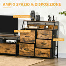 Mobile Cassettiera 5 Cassetti in Tessuto Pieghevoli 83,5x29x87 cm Stile Industriale Marrone