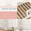 Letto Singolo per Bambini Casetta 96x195x165 cm con Doghe e Recinzione in Legno di Pino Bianco 