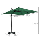 Ombrellone da Giardino 250x250 cm a Manovella con Rotazione 360° e Parasole Regolabile Verde 