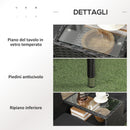Divanetto per Esterni 2 Posti con Tavolino da Caffè 137x59x82 cm in Acciaio e Rattan PE Nero-6