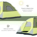Tenda da Campeggio 3-4 Persone a Cupola 300x300x180cm Impermeabile e Anti UV Giallo e Grigio-4