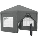 Gazebo da Giardino 3x3 m Pieghevole con 4 Pannelli Laterali in Acciaio e Tessuto Oxford Grigio   