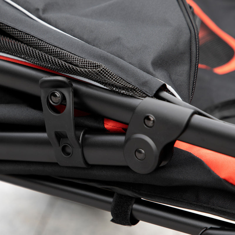 Passeggino per Cani Taglia Media e Grande 112x65x100 cm Pieghevole con Ingressi a Cerniera Rosso e Nero  