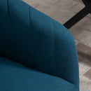 Set 2 Sedie Imbottite in Tessuto Effetto Lino Blu   