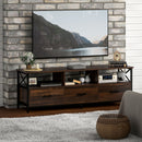 Mobile TV fino 65"" Design Industriale 147x40x50 cm in Legno e Acciaio Marrone e Nero 