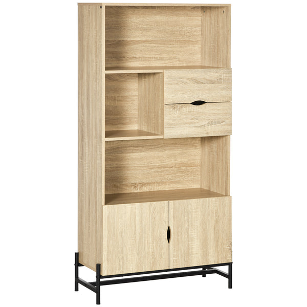 Libreria a Parete 80x35x155 cm in MDF e Metallo Legno Naturale prezzo