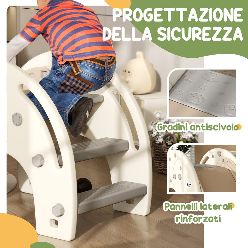 Scivolo da Interno con Canestro Design Elefante 163x57x75 cm Bianco Crema 