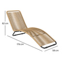 Lettino Sdraio da Giardino a S 176x58x82 cm in Rattan PE e Acciaio Nero e color Legno   