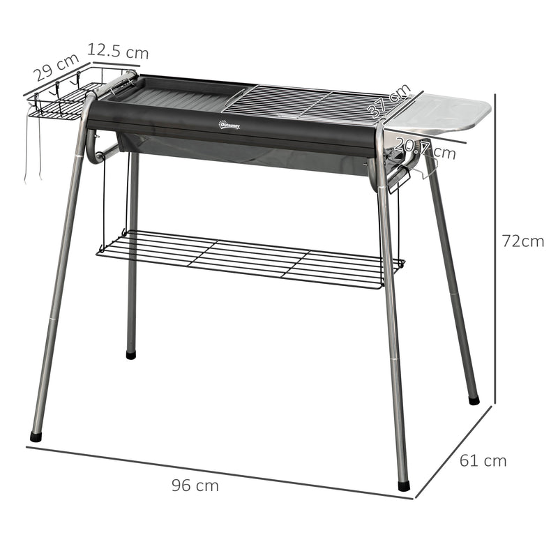 Barbecue a Carbone Carbonella 96x61x72 cm in Acciaio Nero