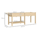 Fioriera Rialzata 207x59x78 cm con Tavolino Laterale e Ripiano Inferiore in Legno di Abete   