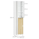 Colonna Bagno Salvaspazio 33,5x29x169 cm 3 Vani Aperti e Armadietto in Legno Bianco e Marrone Chiaro