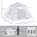 Tenda da campeggio per 2-3 persone 210x210x150 cm con Veranda grigia e bianca