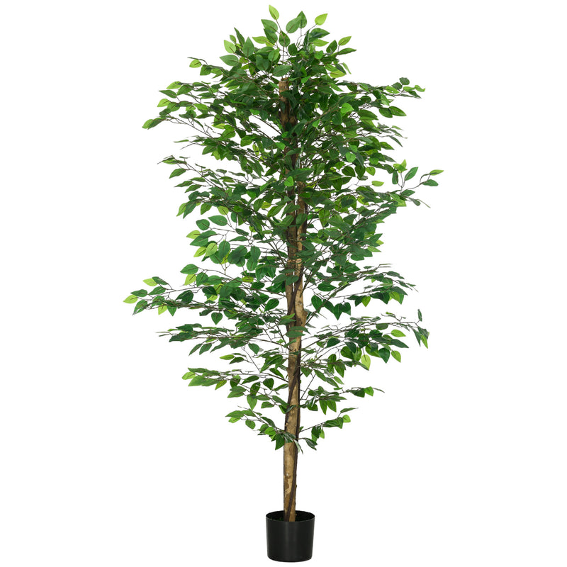 Pianta Artificiale di Ficus con Vaso per Interni ed Esterni 180 cm Verde 