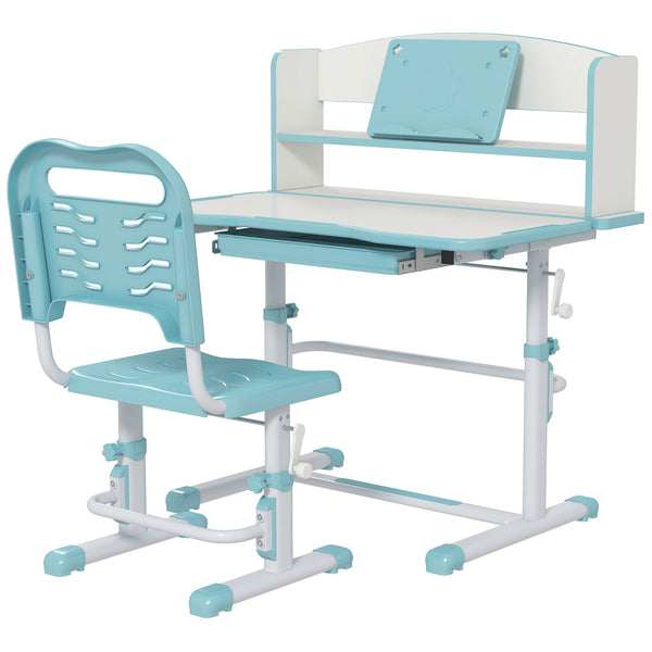 Banco Studio Scuola per Bambini 80x54,5x104 cm con Sedia Regolabile e Piano Inclinabile Blu acquista