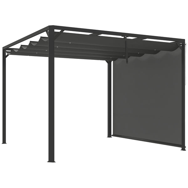 Gazebo Pergola da Giardino 300x300x227 cm con Telo Retrattile e Tenda a Rullo Grigio Scuro sconto