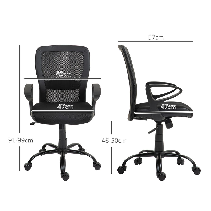 Sedia Poltrona Operativa Altezza Regolabile In Tessuto a Rete Nero   