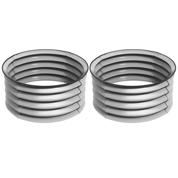 sconto Set di 2 Letti per Orto Rialzati con Fondo Aperto Ø60x30 cm in Acciaio Galvanizzato Argento