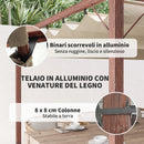 Gazebo Pergola da Giardino 382x300x232 cm con Tetto Retrattile in Poliestere e Alluminio color Legno  
