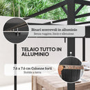Gazebo Pergola da Giardino 300x300x227 cm con Telo Retrattile e Tenda a Rullo Grigio Scuro   
