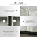 Credenza 147x40x83 cm con Armadietti a 2 Ante e Mensole Regolabili Effetto Marmo Grigio