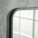 Specchio Rettangolare a Parete 50x10,2x70 cm con Ripiano Inferiore in Metallo Nero e Vetro