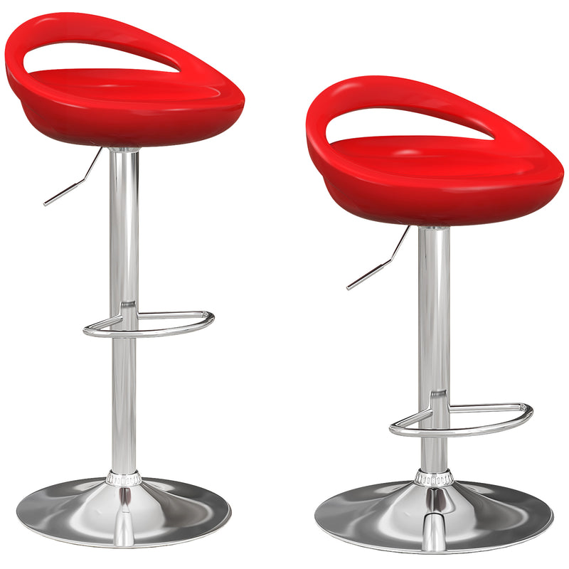 Set 2 Sgabelli da Bar Altezza Regolabile Seduta in ABS Rosso  