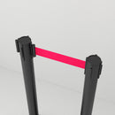 2 Colonnine Tendinastro di 2 m in Acciaio Inox Nero  Ø32x90 cm Nastro Rosso