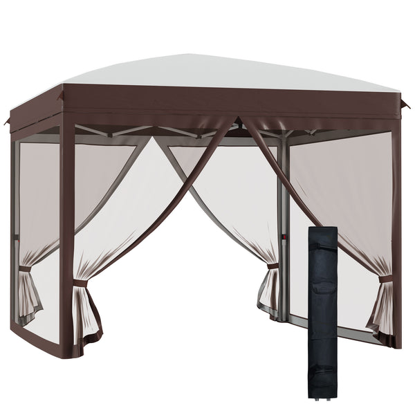 Gazebo da Giardino 3x3x2,7m con Zanzariera in Acciaio e Tessuto Oxford Crema e Caffè acquista