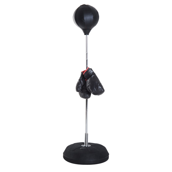 Punching Ball Sacco Boxe da Terra Altezza Regolabile 126-144 cm con Guantoni Nero prezzo