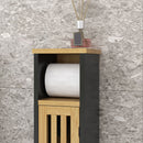 Mobiletto Bagno con Ripiano Aperto e Armadietto 18x18x75 cm in Bambù e MDF Nero e Color Legno