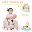 Poltroncina per Bambini con Design a Coniglio 53x47x54,5 cm Gambe in Legno Crema