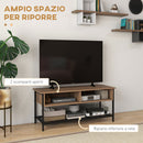 Mobile TV max 48” 110x40x48 cm in Legno e Acciaio Marrone e Nero
