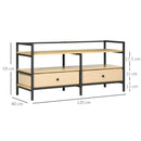 Mobile TV Max 55” 120x40x59 cm in Acciaio e Truciolato Nero e Legno Naturale