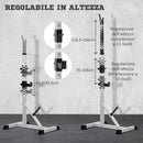 Set 2 Supporti per Bilanciere con 3 Ganci Altezza Regolabile e Portata 200kg in Acciaio    