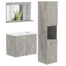 Mobile Bagno Sospeso 60 cm Lavabo Specchio e 1 Pensile Grigio
